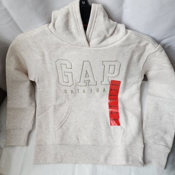 GAP Youth Fleece Beige Hoodie Unisex Y2K Cozycore Medium New With Tags - Picture 6 of 11